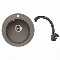 Комплект мивка и смесител 8301 GRAY + 237012 GRAY – Inter Ceramic 11.12.77.0106